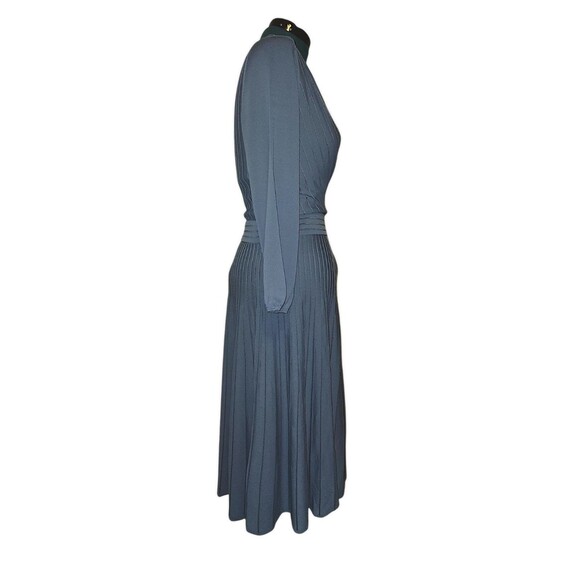 The Fold London Belluno Blue Pleated Regency Wrap Dress Size 10US Retail… - Picture 6 of 8